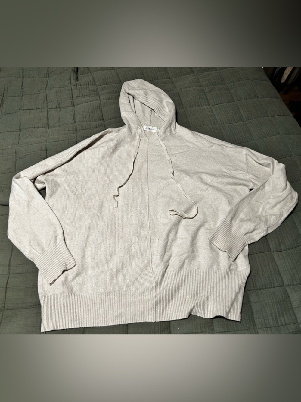 Carly Jean Los Angeles cashmere blend cream oversized Hoodie Cardigan